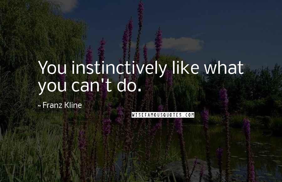 Franz Kline Quotes: You instinctively like what you can't do.