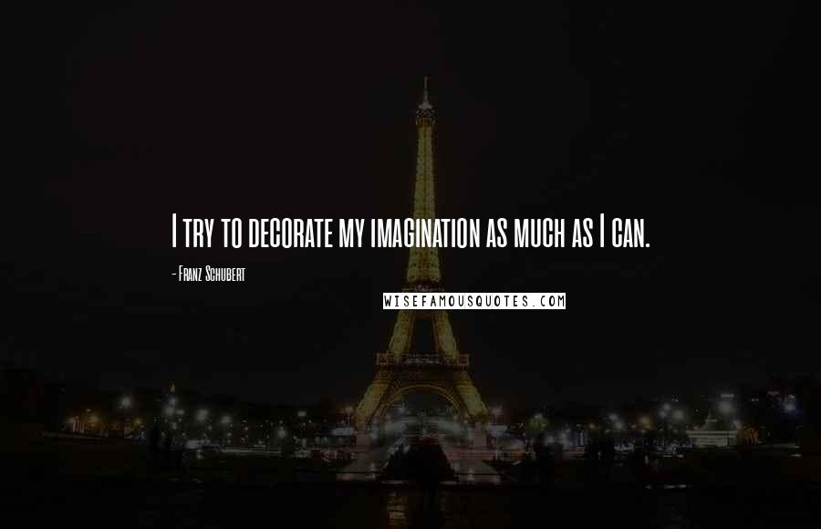 Franz Schubert Quotes: I try to decorate my imagination as much as I can.
