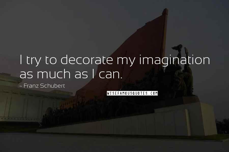 Franz Schubert Quotes: I try to decorate my imagination as much as I can.