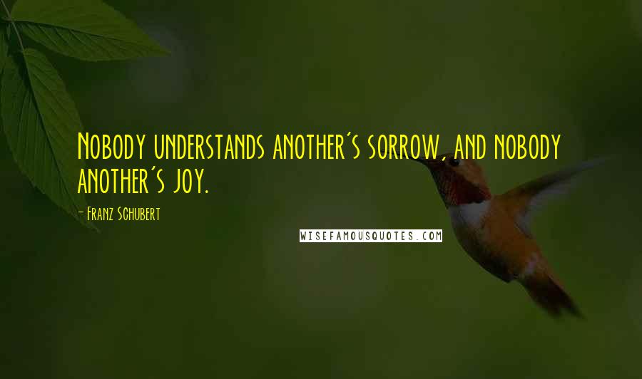 Franz Schubert Quotes: Nobody understands another's sorrow, and nobody another's joy.