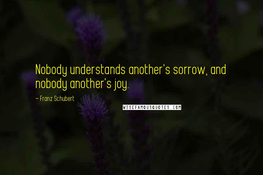 Franz Schubert Quotes: Nobody understands another's sorrow, and nobody another's joy.