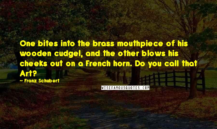 Franz Schubert Quotes: One bites into the brass mouthpiece of his wooden cudgel, and the other blows his cheeks out on a French horn. Do you call that Art?