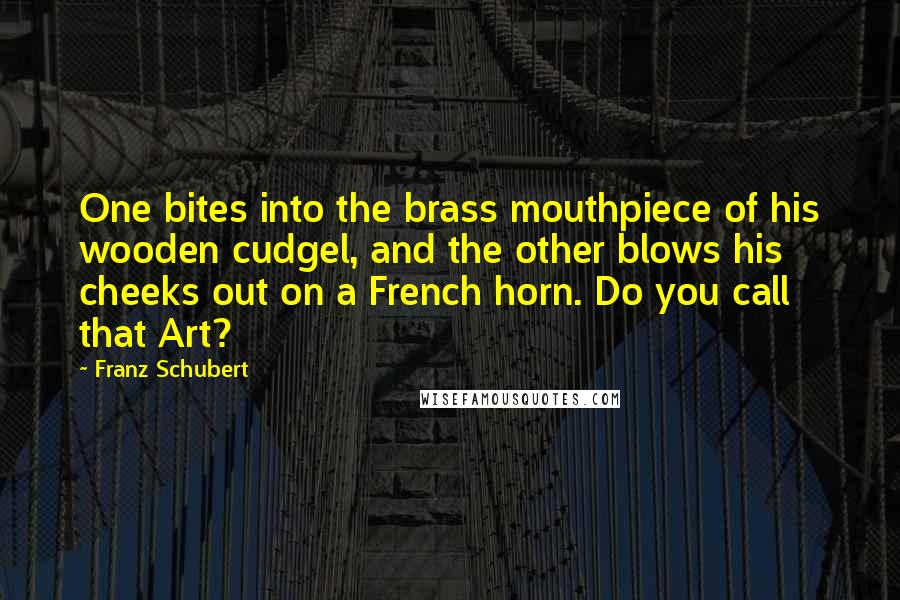 Franz Schubert Quotes: One bites into the brass mouthpiece of his wooden cudgel, and the other blows his cheeks out on a French horn. Do you call that Art?