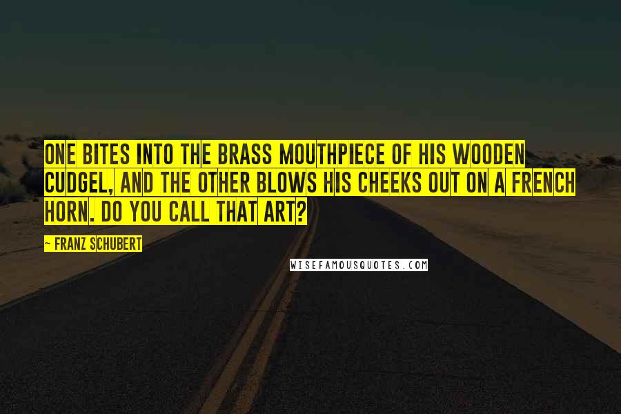 Franz Schubert Quotes: One bites into the brass mouthpiece of his wooden cudgel, and the other blows his cheeks out on a French horn. Do you call that Art?