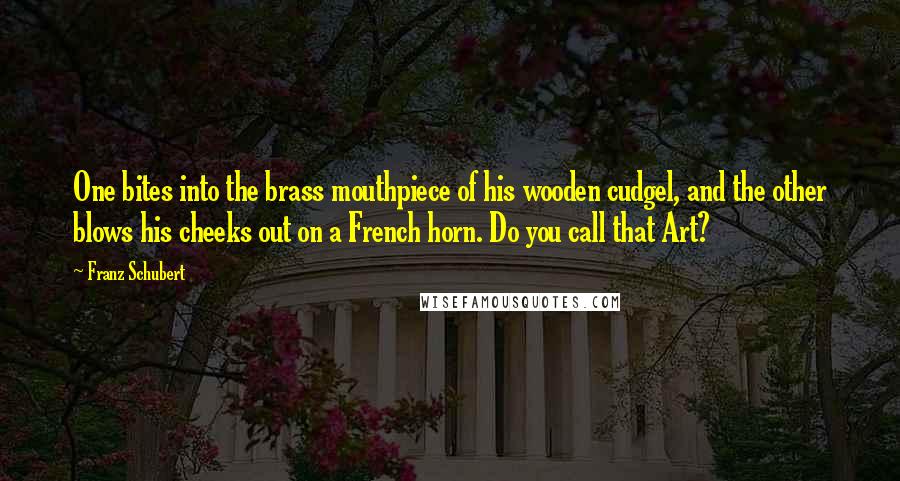 Franz Schubert Quotes: One bites into the brass mouthpiece of his wooden cudgel, and the other blows his cheeks out on a French horn. Do you call that Art?