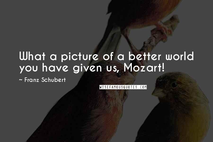 Franz Schubert Quotes: What a picture of a better world you have given us, Mozart!