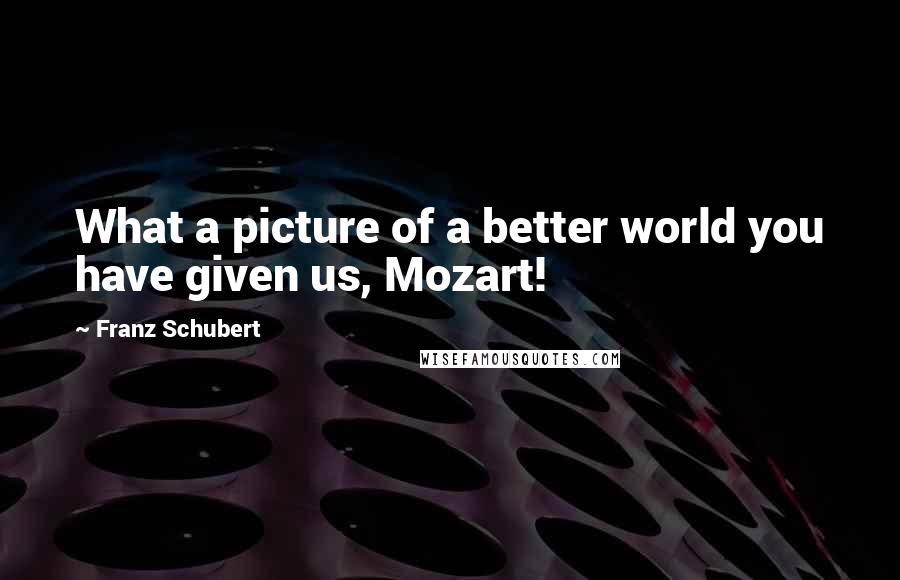 Franz Schubert Quotes: What a picture of a better world you have given us, Mozart!