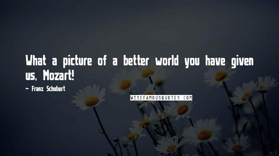 Franz Schubert Quotes: What a picture of a better world you have given us, Mozart!