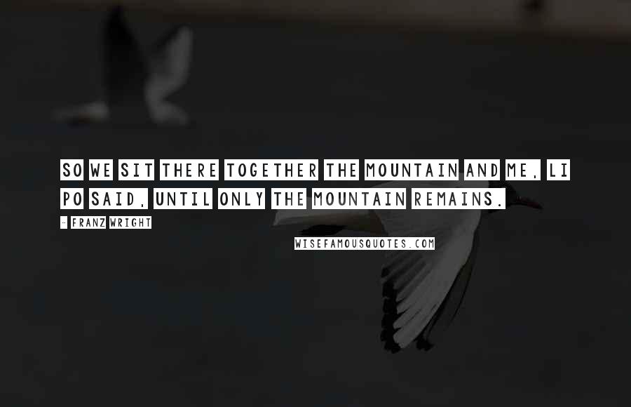 Franz Wright Quotes: So we sit there together the mountain and me, Li Po said, until only the mountain remains.