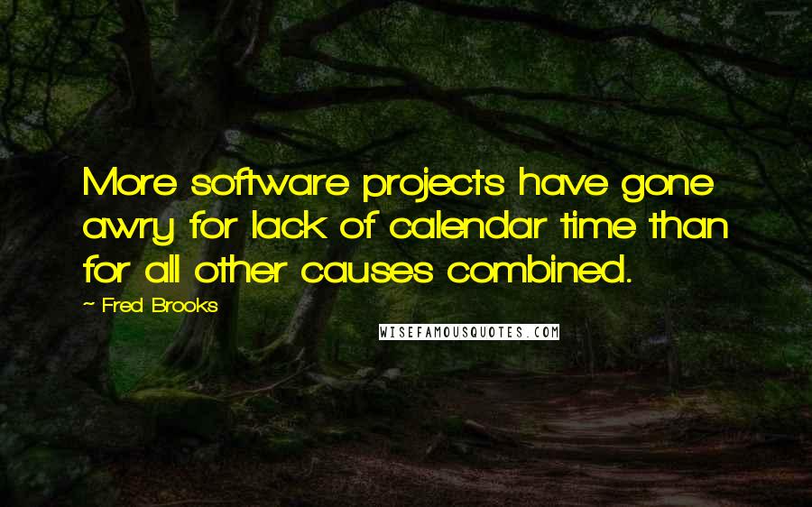 Fred Brooks Quotes: More software projects have gone awry for lack of calendar time than for all other causes combined.