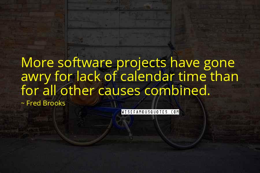 Fred Brooks Quotes: More software projects have gone awry for lack of calendar time than for all other causes combined.