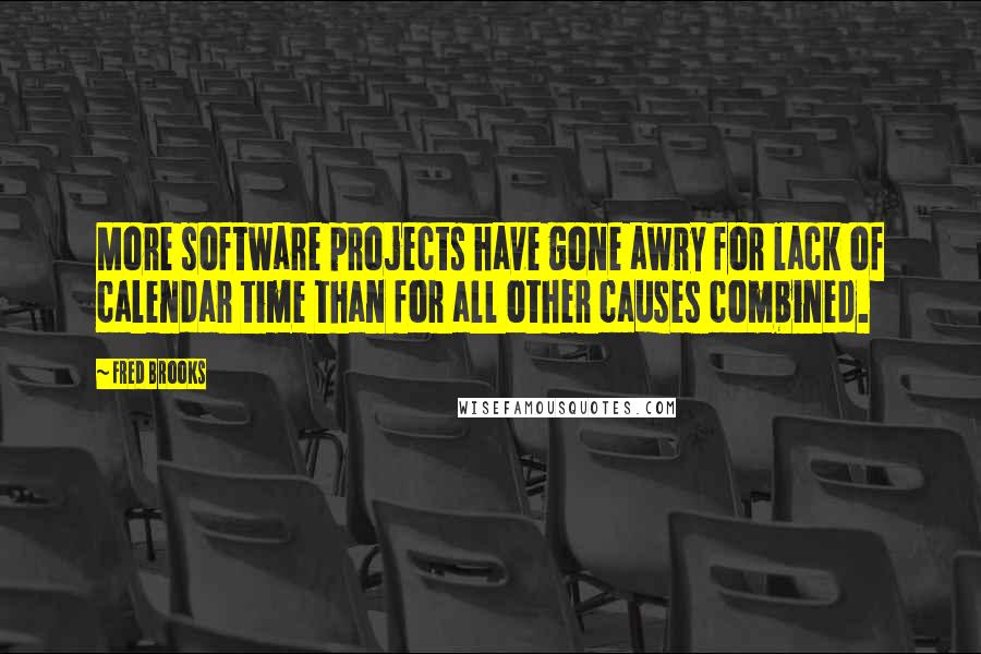 Fred Brooks Quotes: More software projects have gone awry for lack of calendar time than for all other causes combined.