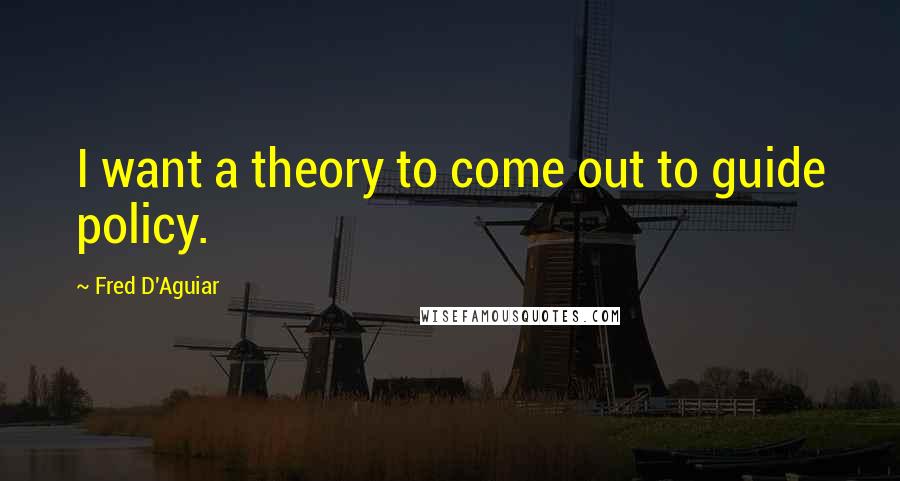 Fred D'Aguiar Quotes: I want a theory to come out to guide policy.