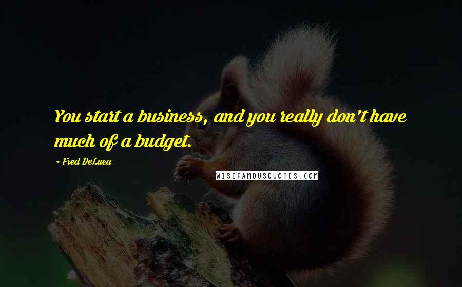 Fred DeLuca Quotes: You start a business, and you really don't have much of a budget.