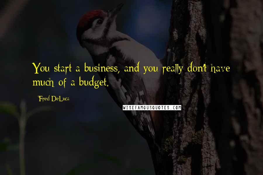 Fred DeLuca Quotes: You start a business, and you really don't have much of a budget.