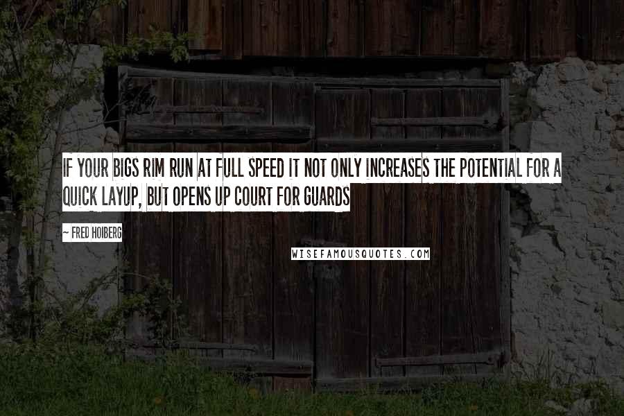 Fred Hoiberg Quotes: If your bigs rim run at full speed it not only increases the potential for a quick layup, but opens up court for guards