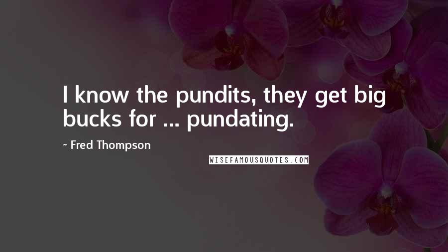Fred Thompson Quotes: I know the pundits, they get big bucks for ... pundating.