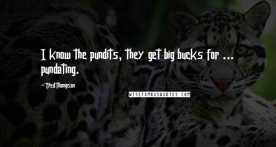 Fred Thompson Quotes: I know the pundits, they get big bucks for ... pundating.