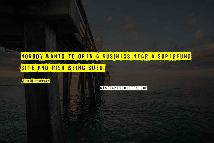 Fred Thompson Quotes: Nobody wants to open a business near a Superfund site and risk being sued.