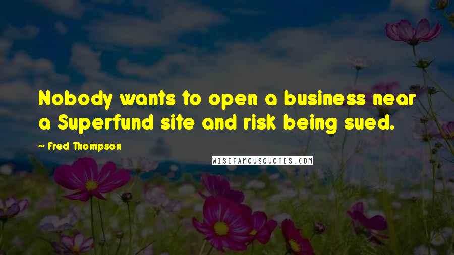 Fred Thompson Quotes: Nobody wants to open a business near a Superfund site and risk being sued.