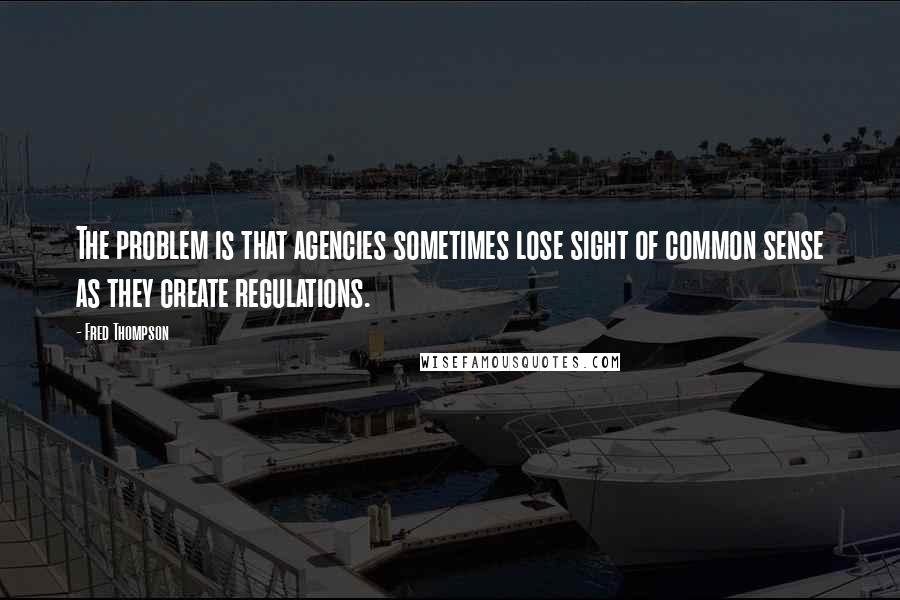 Fred Thompson Quotes: The problem is that agencies sometimes lose sight of common sense as they create regulations.