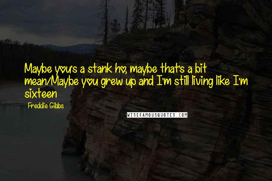 Freddie Gibbs Quotes: Maybe you's a stank ho, maybe that's a bit mean/Maybe you grew up and I'm still living like I'm sixteen