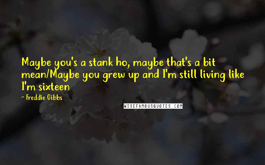 Freddie Gibbs Quotes: Maybe you's a stank ho, maybe that's a bit mean/Maybe you grew up and I'm still living like I'm sixteen