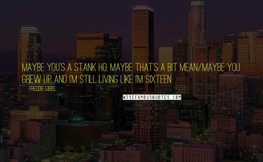 Freddie Gibbs Quotes: Maybe you's a stank ho, maybe that's a bit mean/Maybe you grew up and I'm still living like I'm sixteen