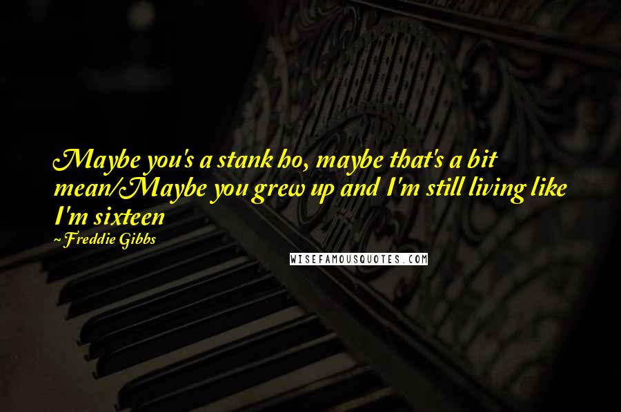 Freddie Gibbs Quotes: Maybe you's a stank ho, maybe that's a bit mean/Maybe you grew up and I'm still living like I'm sixteen