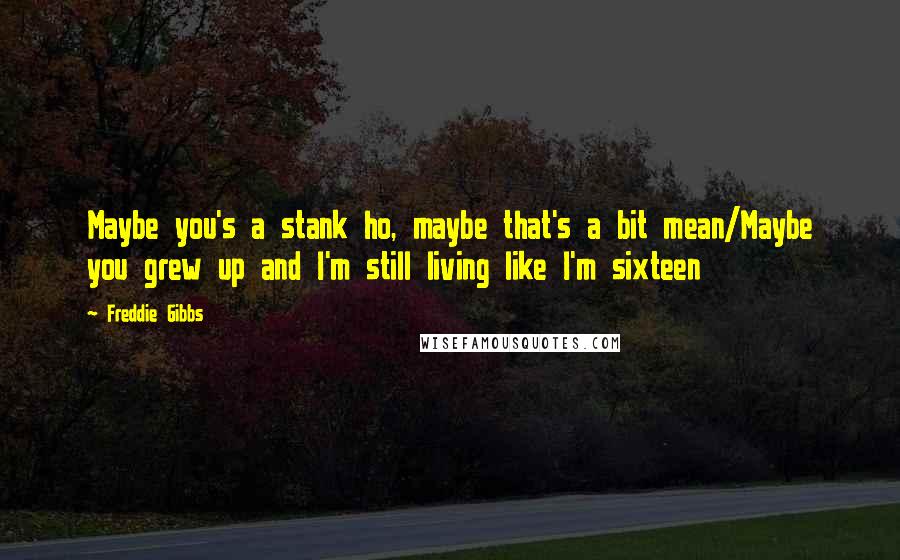 Freddie Gibbs Quotes: Maybe you's a stank ho, maybe that's a bit mean/Maybe you grew up and I'm still living like I'm sixteen