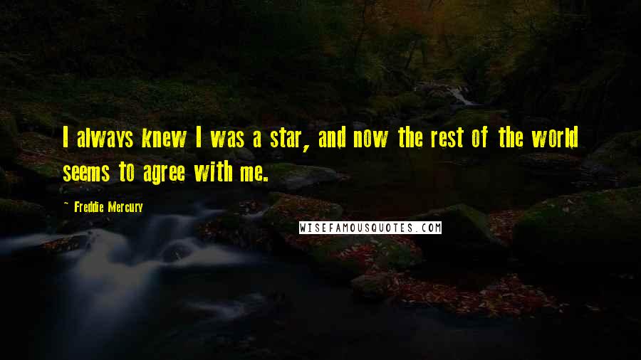 Freddie Mercury Quotes: I always knew I was a star, and now the rest of the world seems to agree with me.