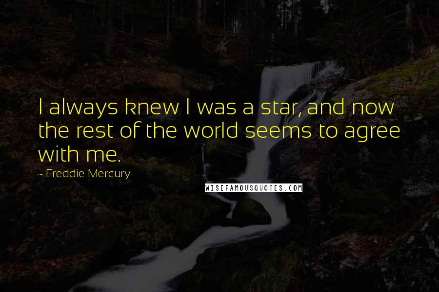 Freddie Mercury Quotes: I always knew I was a star, and now the rest of the world seems to agree with me.