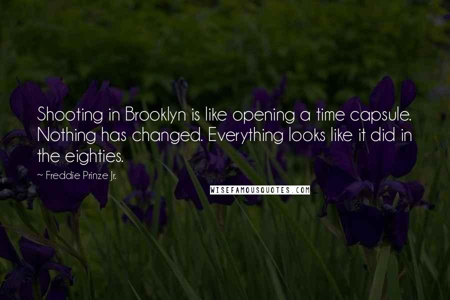 Freddie Prinze Jr. Quotes: Shooting in Brooklyn is like opening a time capsule. Nothing has changed. Everything looks like it did in the eighties.