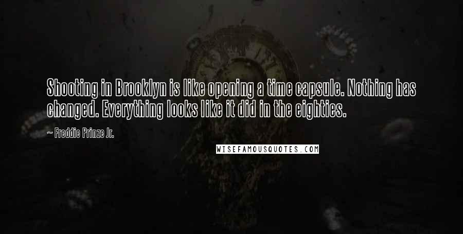 Freddie Prinze Jr. Quotes: Shooting in Brooklyn is like opening a time capsule. Nothing has changed. Everything looks like it did in the eighties.