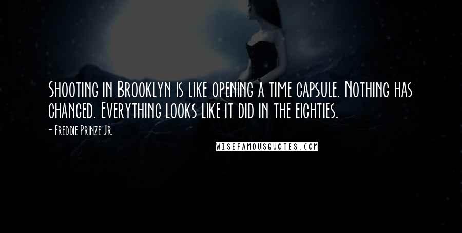 Freddie Prinze Jr. Quotes: Shooting in Brooklyn is like opening a time capsule. Nothing has changed. Everything looks like it did in the eighties.