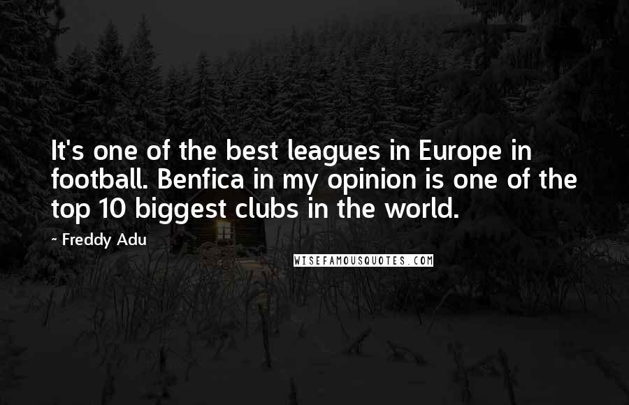 Freddy Adu Quotes: It's one of the best leagues in Europe in football. Benfica in my opinion is one of the top 10 biggest clubs in the world.