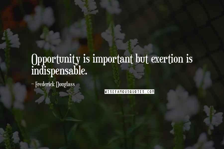Frederick Douglass Quotes: Opportunity is important but exertion is indispensable.