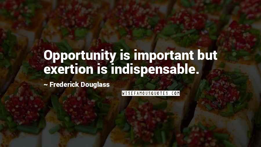 Frederick Douglass Quotes: Opportunity is important but exertion is indispensable.