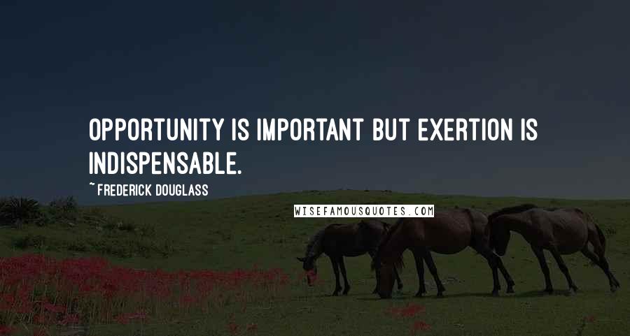 Frederick Douglass Quotes: Opportunity is important but exertion is indispensable.