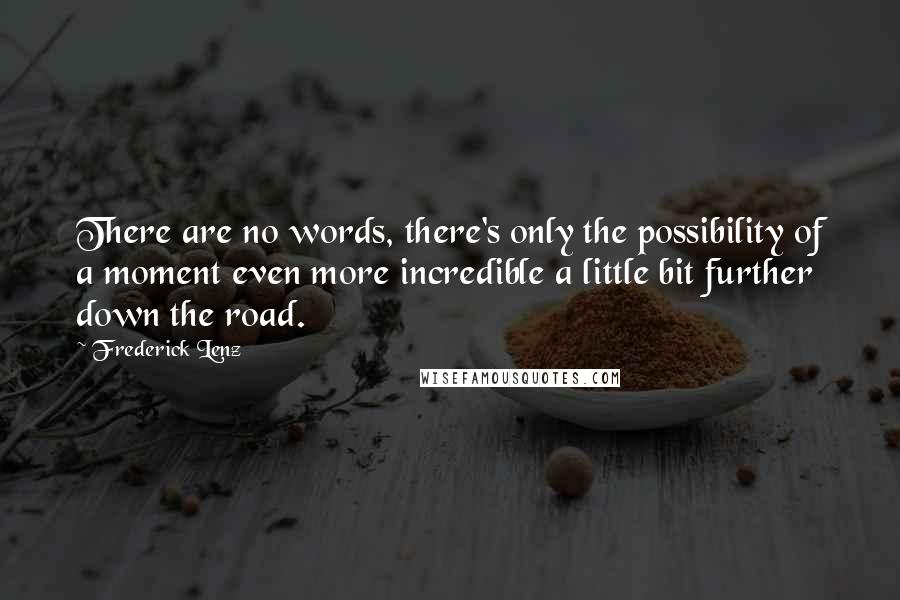 Frederick Lenz Quotes: There are no words, there's only the possibility of a moment even more incredible a little bit further down the road.