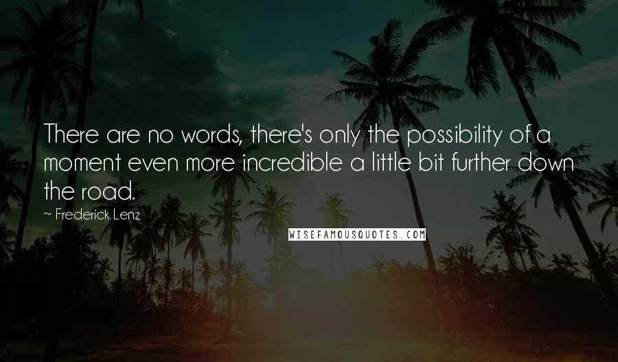 Frederick Lenz Quotes: There are no words, there's only the possibility of a moment even more incredible a little bit further down the road.