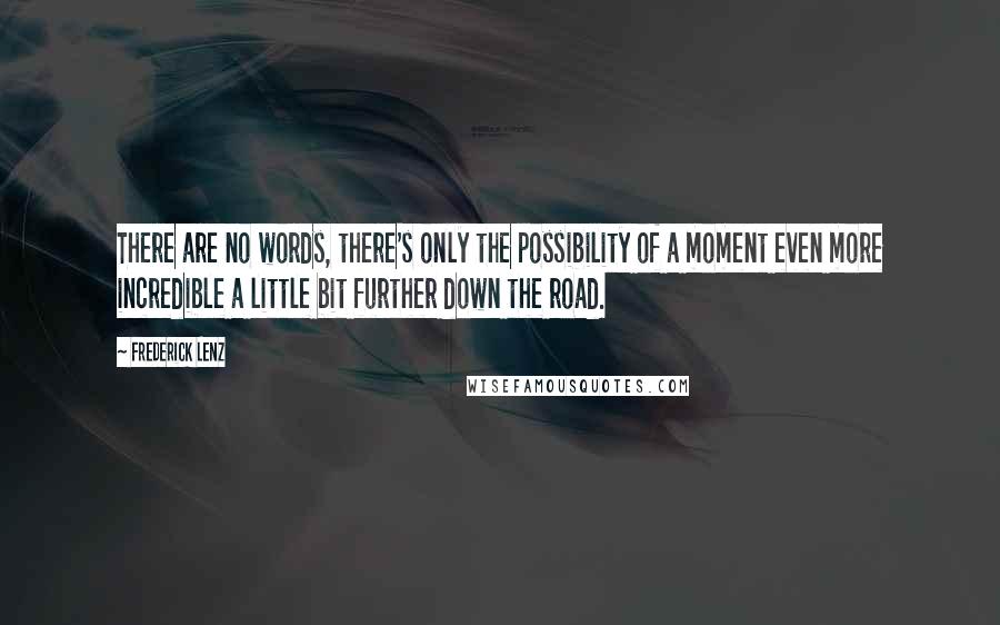 Frederick Lenz Quotes: There are no words, there's only the possibility of a moment even more incredible a little bit further down the road.