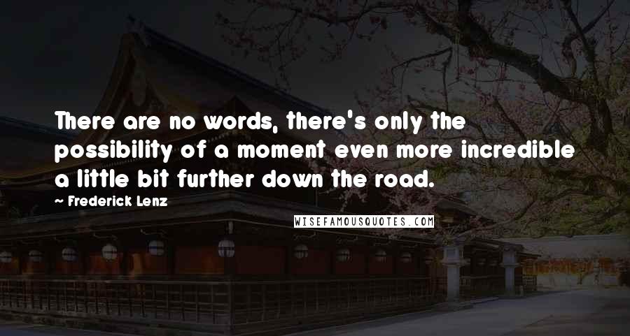 Frederick Lenz Quotes: There are no words, there's only the possibility of a moment even more incredible a little bit further down the road.