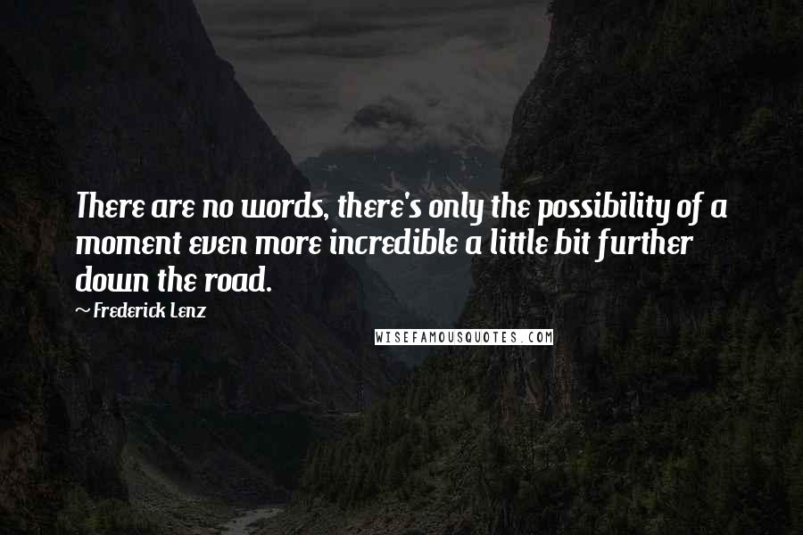 Frederick Lenz Quotes: There are no words, there's only the possibility of a moment even more incredible a little bit further down the road.