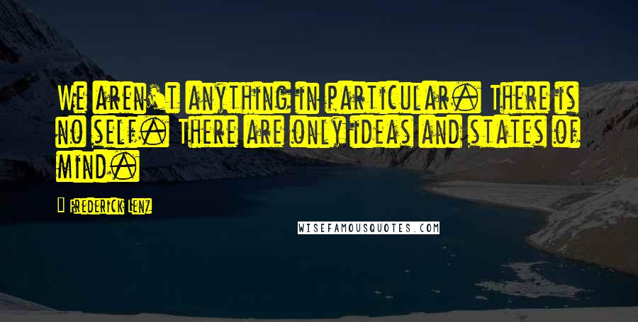 Frederick Lenz Quotes: We aren't anything in particular. There is no self. There are only ideas and states of mind.