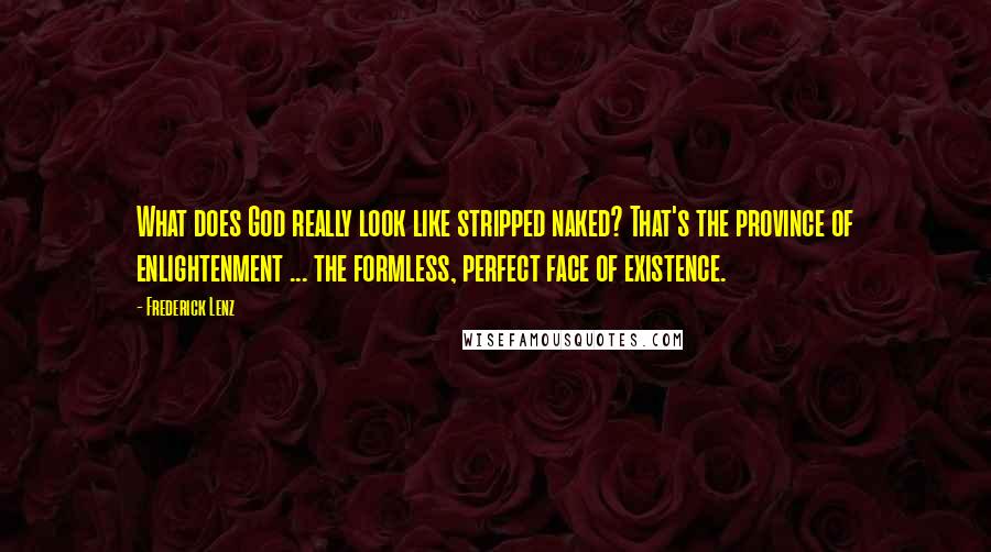 Frederick Lenz Quotes: What does God really look like stripped naked? That's the province of enlightenment ... the formless, perfect face of existence.