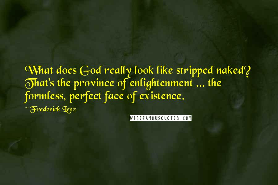 Frederick Lenz Quotes: What does God really look like stripped naked? That's the province of enlightenment ... the formless, perfect face of existence.