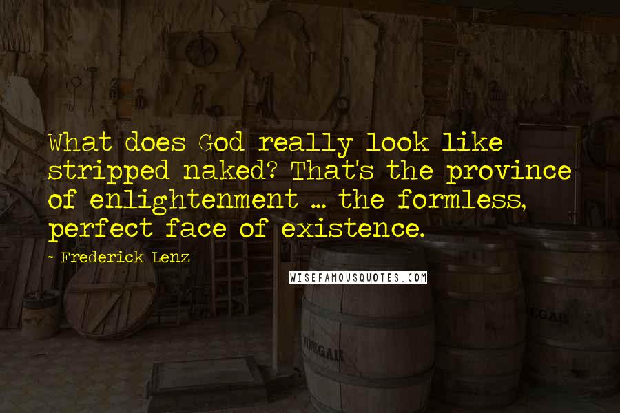 Frederick Lenz Quotes: What does God really look like stripped naked? That's the province of enlightenment ... the formless, perfect face of existence.
