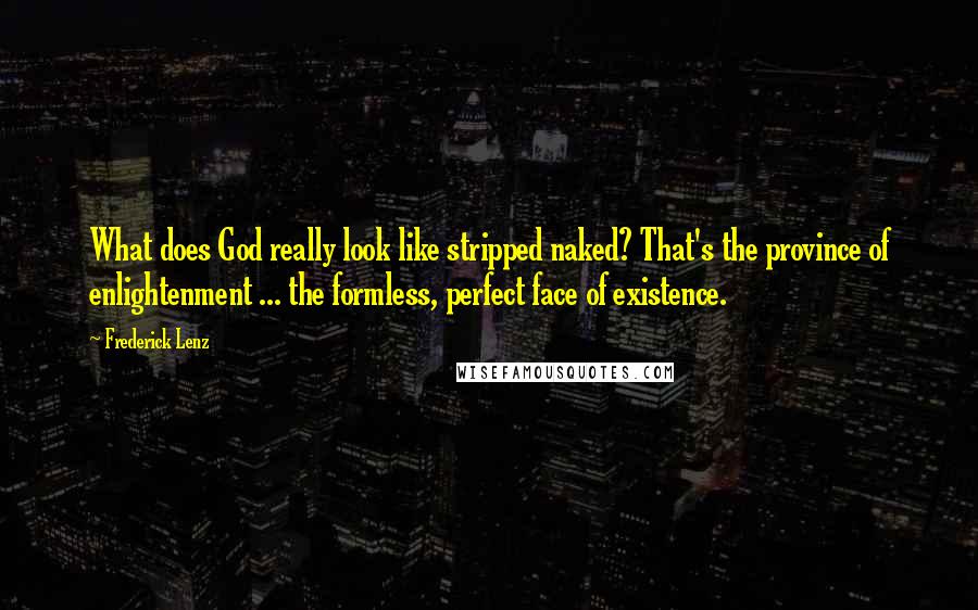 Frederick Lenz Quotes: What does God really look like stripped naked? That's the province of enlightenment ... the formless, perfect face of existence.