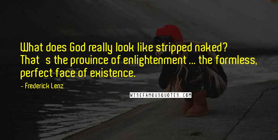 Frederick Lenz Quotes: What does God really look like stripped naked? That's the province of enlightenment ... the formless, perfect face of existence.